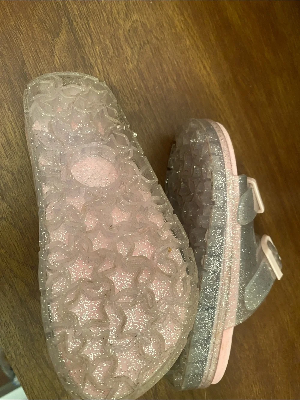 Girls' Glitter Pink Double-Buckle Slide Sandals